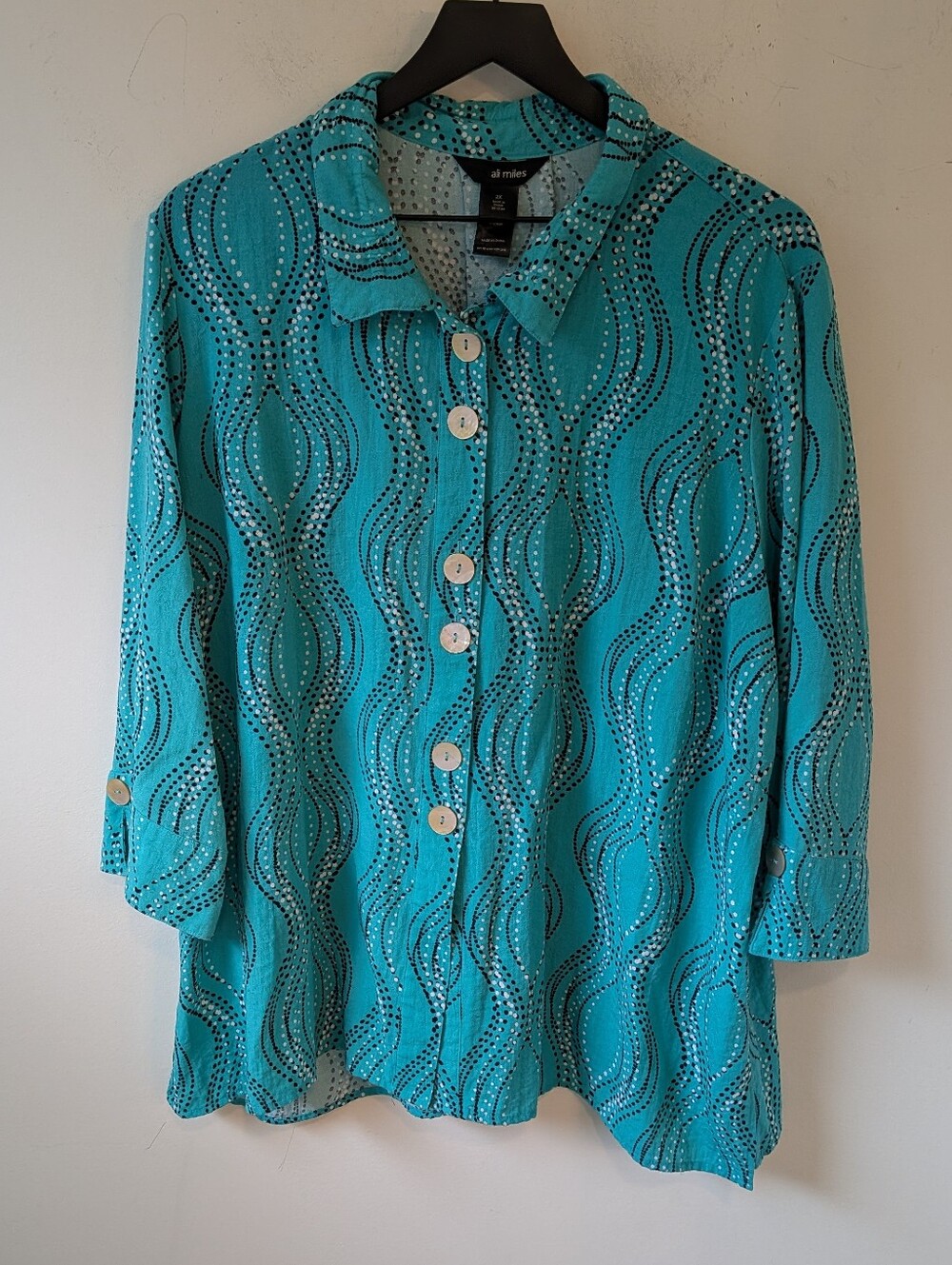 Ali Miles Women's Art to Wear Artsy Geometric Blouse Size 2X